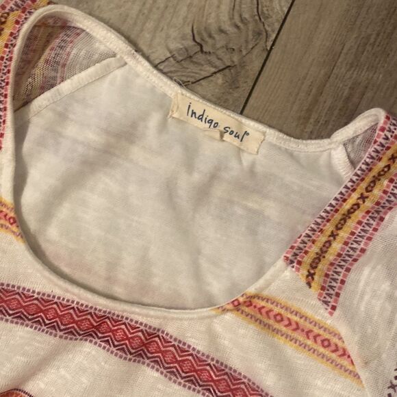 XL Indigo Soul Tunic Top/Swimsuit Cover Up with Fringe - Picture 3 of 7